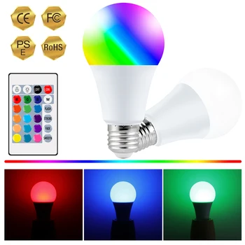 E27 Smart kontrolna Lučka Led RGB Svetloba, možnost zatemnitve 7W 12W 15W RGBW Led Lučka Pisane Menjava Žarnice Led Lampada RGBW Beli Dekor Doma