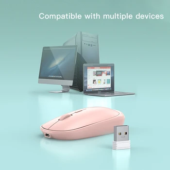 Brezžično Miško 2,4 GHz USB Pink Miško Tiho, Nemo Mišk 1600 DPI, Nastavljiv Ergonomsko Miši Za Prenosni računalnik PC Računalnik Home Office