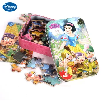 Disney 60 Kos Princesa Zamrznjene Leseni Škatli Puzzle Zgodnje Izobraževanje Otrok Dnu Polje Puzzle Igrače Dekle Za Rojstni Dan Otrok Igrače