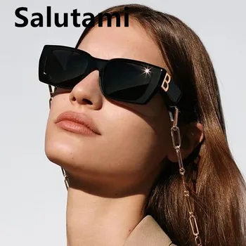 2021 Nove Luksuzne Blagovne Znamke Verige Sončna Očala Za Ženske Letnik Črni Kvadrat Sonce Očala Moških Retro Hip Hop Očala Ins Ne Odtenkov