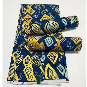 Zlato tiskanja afriške nov modni anakra bombaž afriške vosek tkanine nigerijski gane kitenge dashiki pravi vosek tkanine 6yards G0009