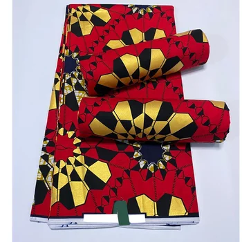 Zlato tiskanja afriške nov modni anakra bombaž afriške vosek tkanine nigerijski gane kitenge dashiki pravi vosek tkanine 6yards G0009