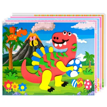 4pcs Otroci DIY EVA Peno, Nalepke Puzzle Igre Otroke, Risanka Živali Ročno Montessori Zgodnjega Učenja Izobraževalne Igrače