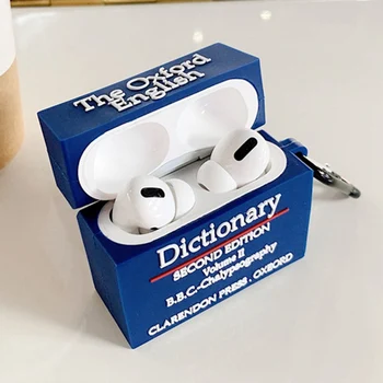 Za AirPod 2 Primera 3D Oxford Dctionary Risanka Mehki Silikonski Brezžične Slušalke Primerih za Apple Airpods Pro Primeru Srčkan Kritje Funda