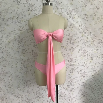 Bikini Komplet Kopalke prikriti kopalke Ženske Seksi Barva Cevi Vrh Lok dvodelno, ki Določa Modne Ženske maillot bain de luxe