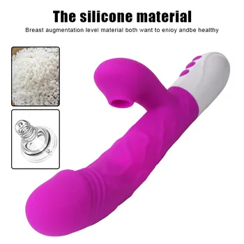 Vagine, G Spot Spodbujanje Vibratorji 3 V 1 Ogrevanje Rabbit Vibrator Teleskopsko Obračanje Dildo Klitoris Sesanju Sex Igrače za Ženske