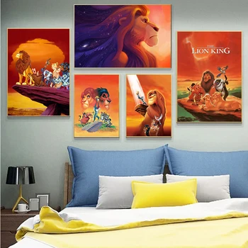 Risanke Levji Kralj Platno Slikarstvo Disney Anime Plakatov in Fotografij Stenskih slikah, ki Živijo Otroci Soba Dekoracijo Doma Dekor
