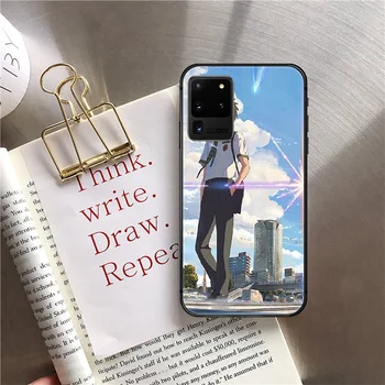 Vaše Ime Japonski Anime Telefon Primeru Pokrovček Za Samsung Galaxy Note S 7 8 9 10 10E 20 Plus, Lite Uitra Black Coque Odbijača Etui
