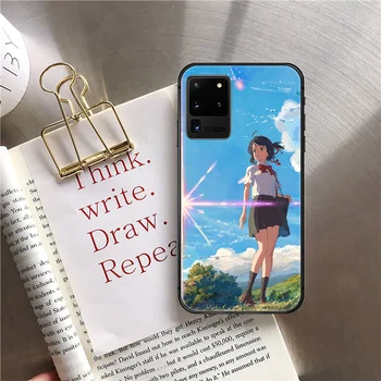 Vaše Ime Japonski Anime Telefon Primeru Pokrovček Za Samsung Galaxy Note S 7 8 9 10 10E 20 Plus, Lite Uitra Black Coque Odbijača Etui