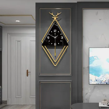 Nordijska luksuzni ure in ure dnevno sobo, moderno preprost doma ustvarjalni modni osebno umetnosti dekorativna stenska ura