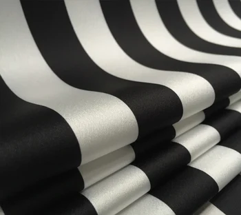 145 cm, Širina Modni Črni in Beli Trak Natisnjeni Posnemajo Saten Svila Tkanine Za Žensko Bluzo Obleko Hlače DIY Krpo Šivanje