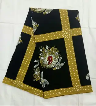 6 Jardov/veliko Čudovito črno ozadje in tiskanih ptičje gnezdo batik afriške zlato vosek tkanine za oblačila WH10-4
