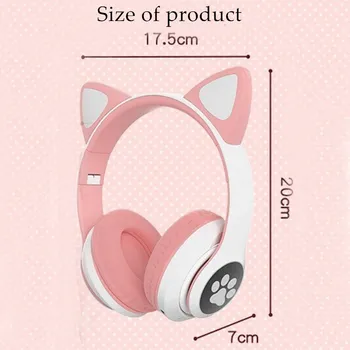 Brezžične Slušalke Čelada Mačje Uho Slušalke Stereo Dekleta Bluetooth Čelade Noise Cancel Slušalka z Mikrofonom Nakit Darila