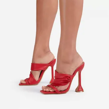 Ženske Stranka Čevlji Poletnih Visokih Petah Velikosti Ribe Usta Moda Naguban Zlato Trdna Stiletto Dame Sandali Zapatos De Mujer