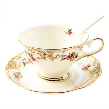 Keramične Skodelice Kave Nastavite Evropska Mala Luksuzni Kosti kitajske Popoldanski Čaj nastavite Cvet Tea Cup & Krožnik Gospodinjski Kuhinjski pribor