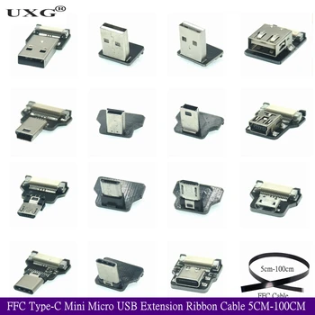 FFC Tip-C Mini Micro USB Podaljšek Ploski Kabel 90 FPV Slim Ravno Mehko prilagodljivo FPC polnjenje FPV Brushless Ročni Gimbal monitor