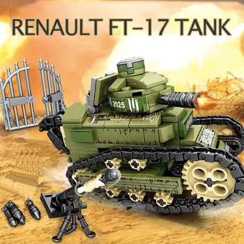 Vojaške Franciji Renault FT-17 Boj Light Tank Vojske, Orožje Model gradniki Kit Opeke Fant, Otroci Igrače Za Otroke Darilo WW2