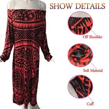 HYCOOL Tonga slog rdeče seksi off rami Obleko Plaži stranka, Dolg Rokav Obleka priložnostne elegantne Večerne Boutique par obleko, Obleko