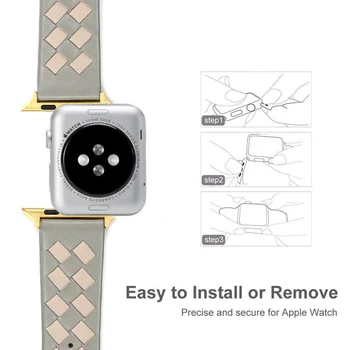 Rhombus usnje Pasu za Apple ura zapestnica 38/40/42/44 mm Trak za iWatch razredi Serije 6 5 4 3 2 Watchband Pasu dodatki