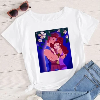Pocahontas Tshirt Ženske 2021 Oversize Disney ženska Oblačila T-Shirt Princesa Pokantas Merida Pogumen Kratek Rokav Modi Beli Vrh