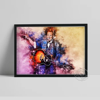 Bruce Dela Akvarel Plakat, Ameriški Rock Guitaris Navijači Zbirajo Umetniški Portret Tiskanja, Letnik Barvne Risbe Doma Dekor