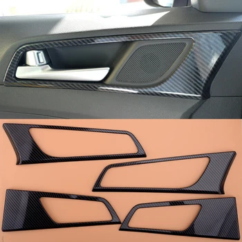 4Pcs ABS Ogljikovih Vlaken Slog Notranje Notranja Vrata Ročaj Skledo Plošča Pokrov Trim Okvir Primerni za Hyundai Tucson 2016 2017 2018 2019