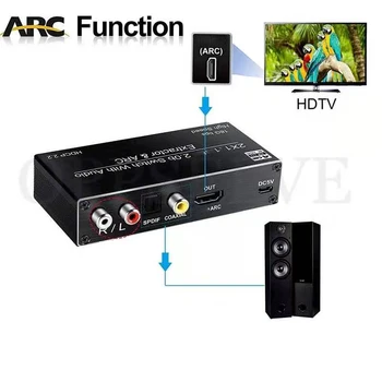 HDMI-združljiv Zvočni Extractor Splitter 2x1 4K 60Hz Preklopnik Z ARC/Toslink Optični Preklopite TV Pretvorniki Za PS3 PS4 Adapter