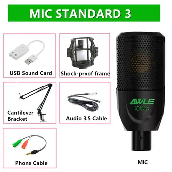 Strokovno microfone Karaoke Mikrofon Kondenzatorski Mikrofon za Računalnik Studio Snemanje spletnega prenosa v Živo