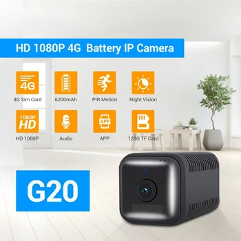 G20 1080P Full HD Baterija za ponovno Polnjenje Alarm PIR 4G Sim Fotoaparata z Dvema Način Avdio Črna