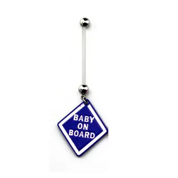 1pc BABY ON BOARD Pegnancy Trebuh Obroč Prilagodljiv PTFE Marternity Trebuh Bar, Body Piercing Nakit