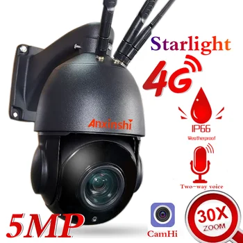 4G SIM Kartico WIFI Kamera 5MP HD Brezžični Prostem Varnosti IP Kamero 30X Zoom, IR Nočno vizijo CCTV Kovinski P2P Onvif dvosmerni Audio
