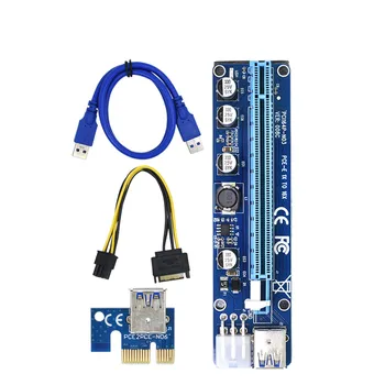 VER008C Molex 6 pin PCI Express PCIE PCI-E Riser Card 008C 1X do 16X Extender 60 cm USB3.0 Kabel Rudarstvo Bitcoin Rudar