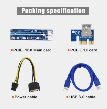 VER008C Molex 6 pin PCI Express PCIE PCI-E Riser Card 008C 1X do 16X Extender 60 cm USB3.0 Kabel Rudarstvo Bitcoin Rudar