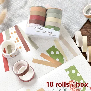 10 Roll Sladko Barve in Papirja Washi Tape Nastavite Diy Strani Računa Del Sekans Dekorativne Nalepke Dnevnik Opomba