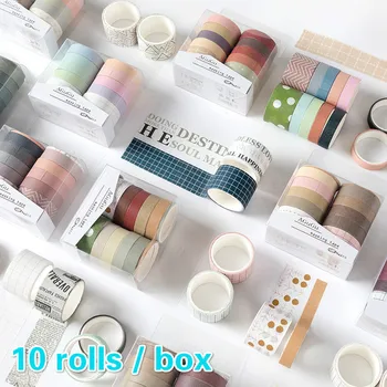 10 Roll Sladko Barve in Papirja Washi Tape Nastavite Diy Strani Računa Del Sekans Dekorativne Nalepke Dnevnik Opomba