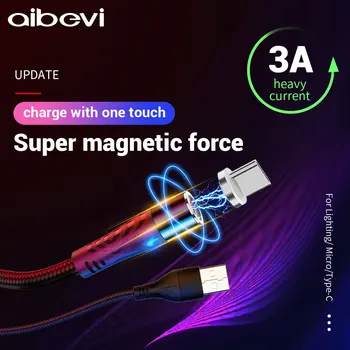 Aibevi Magnetni Micro USB Kabel Tip C Za Samsung Za iPhone 3A Hitro Polnjenje Magneta Kabel USB C Kabel Žice, Kabli Mobilni Telefon