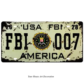 FBI 007 Avto Številko Licence Plaketo Železne Kovine Tin Prijavite Bar Dekoracijo Stenske Nalepke Pub Restavracija Umetnost Plakata Starinsko