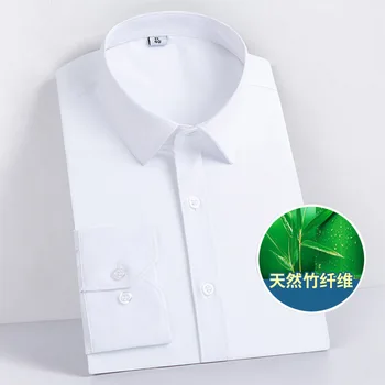 Zelena Moške Bambusa Vlaken Obleko Srajce 2021 Pomlad Novo Slim Fit Long Sleeve Majica Moški Formalnih Poslovnih Poroko Srajca Homme
