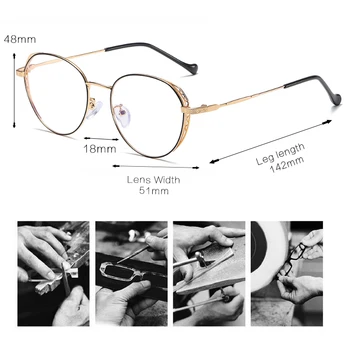 2020 Ženske Kovinskih Očal Okvir Očal Ultralahkimi, Okrogle Oči, Kratkovidnost Recept Očala Moda Letnik Optični Okvir Jasno