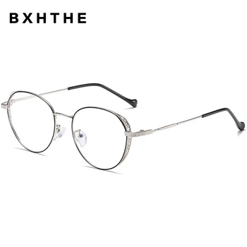 2020 Ženske Kovinskih Očal Okvir Očal Ultralahkimi, Okrogle Oči, Kratkovidnost Recept Očala Moda Letnik Optični Okvir Jasno