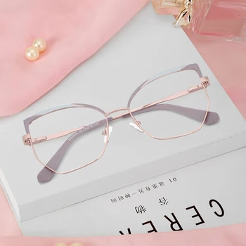 O-Q, KLUB Moda Mačka Oči Ženske Očala Letnik Optični Recept Očala Okvirji Nove Kovinske Očala Očala MG3646
