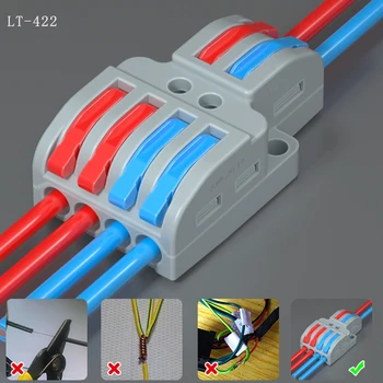 Žice, Priključki Universal Kompaktna električna Priključitev Razsvetljavo Push-v Terminal Blok Mini Hitro robljenjem Priključek za Kabel