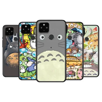Srčkan Totoro Anime Studio Ghibli Mehko TPU Silikon Črni Pokrov Za Google Slikovnih pik 5 4A 5G 4 XL Primeru Telefon