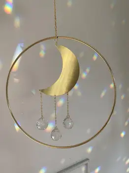 Luna suncatcher okno mavrica maker kristalno boho witchy dekor svetlobe difuzor boho doma dekoracijo sten ročno