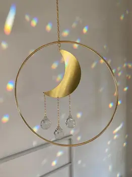 Luna suncatcher okno mavrica maker kristalno boho witchy dekor svetlobe difuzor boho doma dekoracijo sten ročno