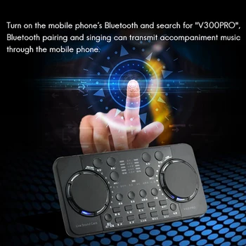 V300 PRO Zvočne Kartice 10 Zvočne Učinke Bluetooth Zmanjšanje Hrupa Avdio mešalniki Slušalke mikrofon Glasovni Nadzor Telefona in PC
