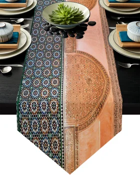 Vintage Maroški Geometrijske Preveri Namizni Tekač Za Dom Poroka Banket Festival Stranka Hotel Placemat Coasters Doma Dekoracijo