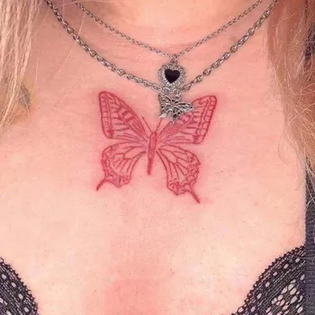 Rdeč Metulj Začasne Tetovaže Nepremočljiva Pisane Roko Zapestje Prsih Ponaredek Tatto Nalepke Za Ženske Grils Flash Decals Tatoos