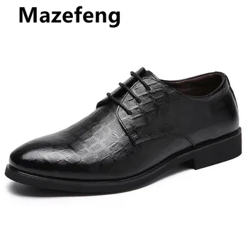 Mazefeng Novih Moških Obleko Čevlje Visoke Kakovosti Usnja, ki je Formalno Čevlji Moški Velika Velikost 38-48 Oxford Obutev za Moške, Modni Urad Čevlji Moški