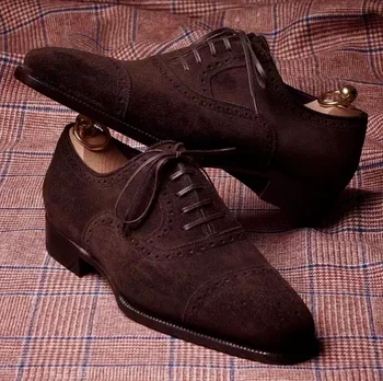 Visoka Kakovost Najnovejši Modni moška Obleka, Čevlji Classic Rjava Faux Antilop Premium Brogue Priložnostne Čevlji Zapatos De Hombre AG006